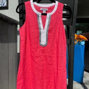 TOMMY BAHAMA Two Palms Linen Shift Dress Coral